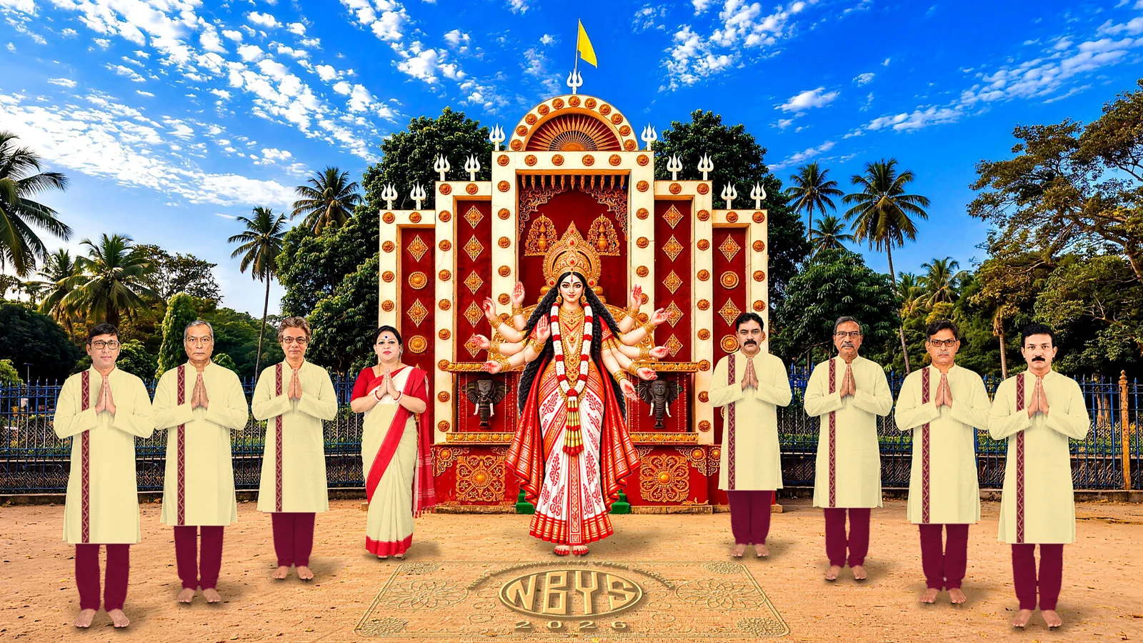 Maa Durga and the eight Core Committee members